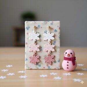 Pink Snowflake Earrings